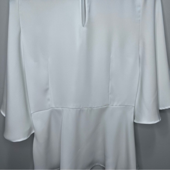Zara White Peplum Blouse Batwing Sleeve Necktie Bow Size Small - Picture 10 of 15